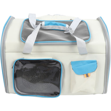 Pet Carrier Breathable Mesh Pet Carrier Backpack Large Capacity Portable Cat Carrier Easy to Clean Dog Carrier for Outdoors White and Blue (1/5)