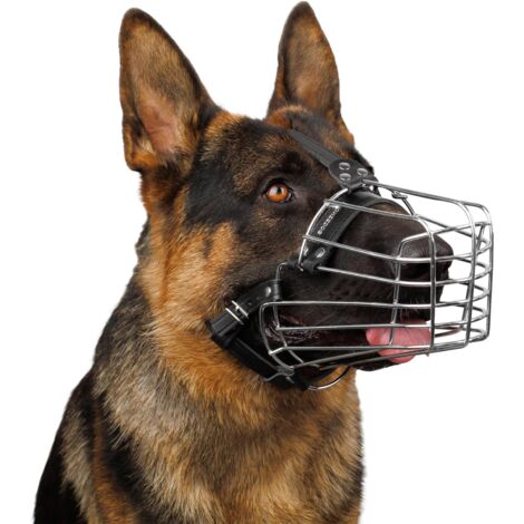 Wire Dog Muzzle German Shepherd for Medium Large Dogs Adjustable Durable Metal Basket for Biting Chewing Barking (L,Black) (1/5)