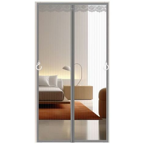 Mosquito net door and window magnetic 120 x 220cm reinforced fly proof curtain, used for balcony doors, cellars, bedrooms gray 64 magnets (1/5)