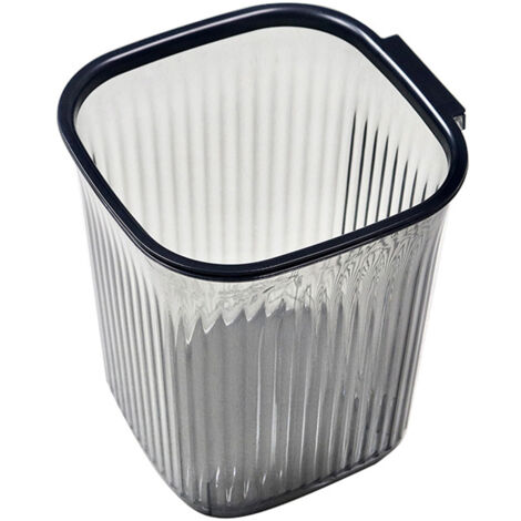 Trash Can Transparent Striped Thickened Large Capacity Square Plastic Garbage Bin for Bedroom Living Room Transparent Black Small (1/5)