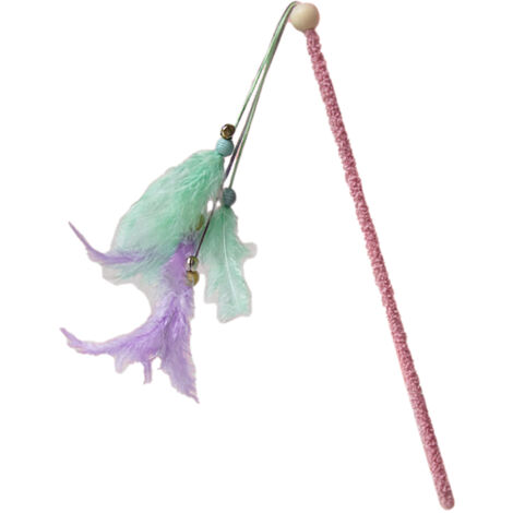 Cat Wand Feather Toy Interactive Fun Flexible Promotes Exercise and Mental Stimulation Cat Teaser Wand Toy for Indoor Multiple Feather (1/5)