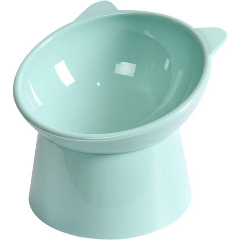 Tilted Elevated Cat Food Bowl - Cats Bowls Whisker Friendly Anti Vomiting Slanted Feeding Bowls Cute Shallow (Tall Cat Bowl-Green) (1/5)