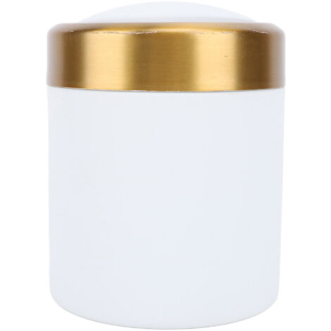 Desktop Trash Can Stainless Steel Stylish Desktop Waste Basket Small Garbage Can with Lid for Living Room Kitchen Office White (1/5)