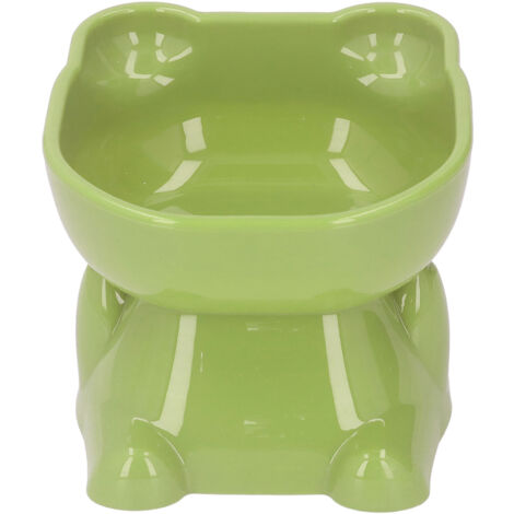 Raised Pet Bowl Prevent Tipping Cartoon Shape Plastic Elevated Cat Bowl for Water Food Green (1/5)