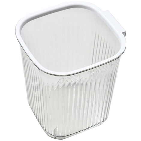 Trash Can Transparent Striped Thickened Large Capacity Square Plastic Garbage Bin for Bedroom Living Room Transparent White Large (1/5)