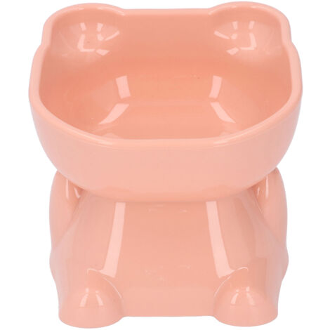 Raised Pet Bowl Prevent Tipping Cartoon Shape Plastic Elevated Cat Bowl for Water Food Pink (1/5)