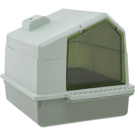 Foldable Anti-Splash Enclosed Cat Litter Box,green (1/5)