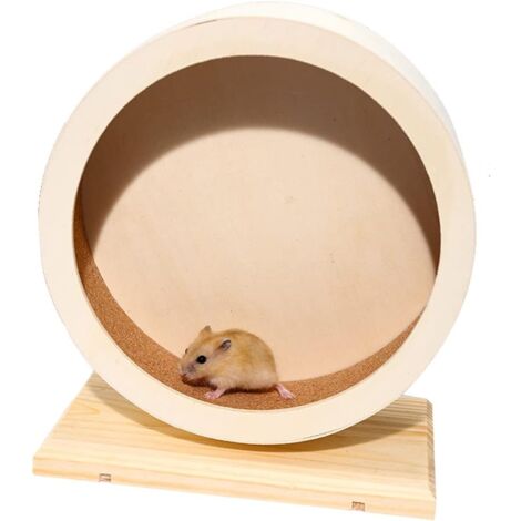 Hamster Wooden Silent Wheel, Small Animal Exercise Wheel Accessories, Quiet Spinner Hamster Running Wheels Prevent Depression Toys for Hamsters, Gerbils, Mice and Other Small Pets (S) (1/5)