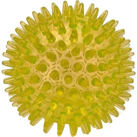 Cutie's PetBox Squeaky Rubber Spike Toy Ball for Medium, Large Dogs (3.5 Inch, Yellow) (1/5)