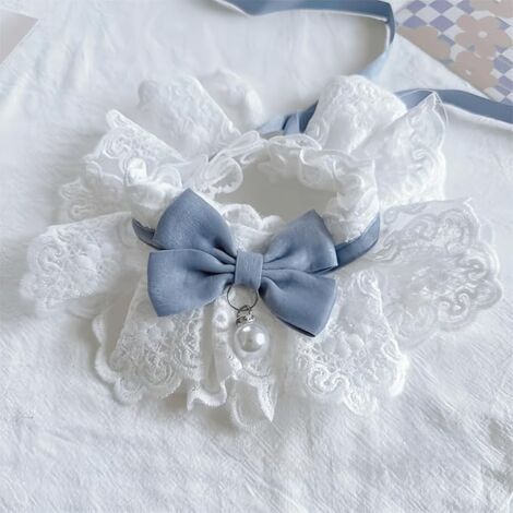 Cute Cat Bow Collar Breakaway Floral Aesthetic Cats Bowtie Collar Bow Tie with Bell for Indoor Cats Kitten and Small Dogs Puppies (Blue, M (7-11lbs)) (1/5)