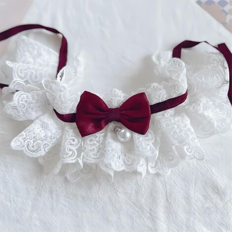 Cute Cat Bow Collar Breakaway Floral Aesthetic Cats Bowtie Collar Bow Tie with Bell for Indoor Cats Kitten and Small Dogs Puppies (Rose, L (11-20lbs))