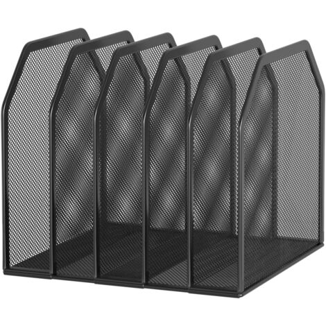Metal 5-Section File Folder Organizer for Desk  Compact Vertical Desk File Holder  Desktop Paper Sorter for Documents, Notebooks, Books  Black Office Organizer (9.3”x8.5”x7.9”) (1/5)