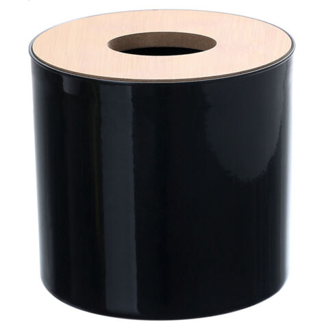 Roll Tissue Box Holder Innovative Modern Concise Large Space Round Tissue Toilet Paper Dispenser for Bathroom Living Room Black (1/5)
