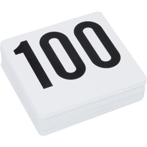 1-100 Plastic Number Card Set, Plastic, 3.9'' by 3.7'', White Base with Black Numbers (1/4)