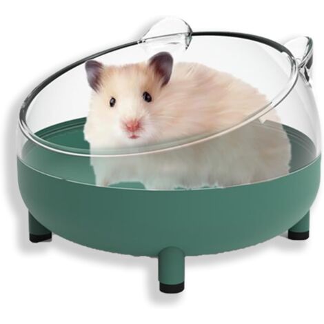 Hamster Sand Bath Container, Large Sandbox Toilet Gerbil Batheoom, Tiny Chinchilla Dust Bathtub Sand Bath Box for Hamster Cage Accessories 6.5 Inch-Dark Green (1/5)