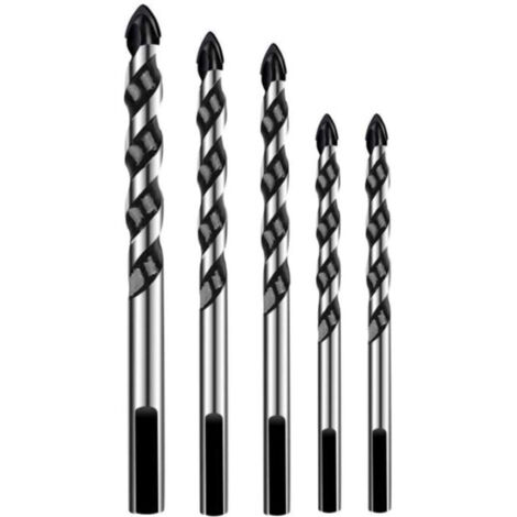 5 Pcs Foret, Foret de Maçonnerie en Carbure de Tungstène Set Pour Métal Acier, Tuile De Céramique Porcelaine, Béton, Brique, Plastique Et Bois - 62 /8/10 /12mm (1/5)
