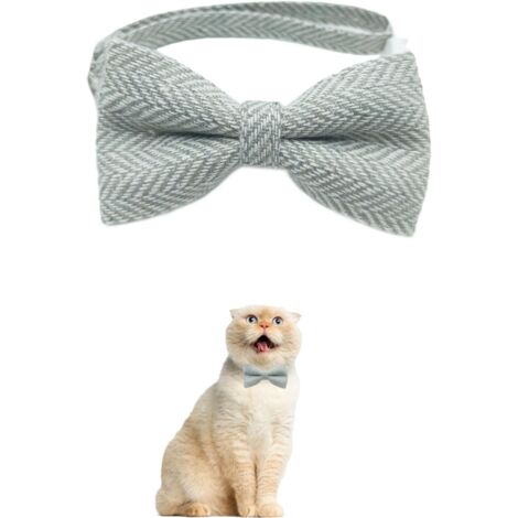 Chic Woven Stripe Bow Tie Breakaway Safety Collar for Cats and Small Dogs - Festive Style, Adjustable 9"-11.8" Kitten Collar (Beige) (1/5)