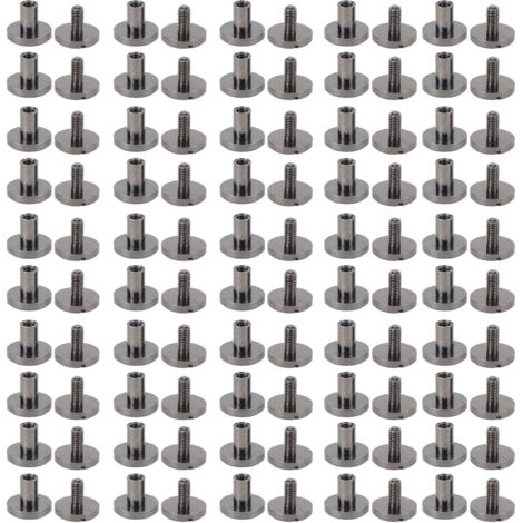50PCS Binding Posts Nail Rivets Zinc Alloy Flat Head Slot Screws Leather Rivets for Handcraft Gray (1/5)