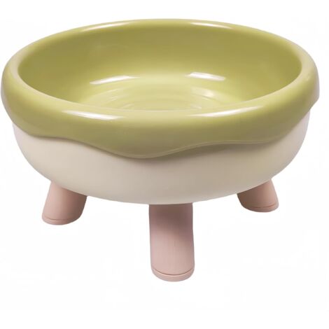 Elevated Cat Bowls, Combined 2 Bowls, Whisker Friendly Bowls for Cat. Sweet Donut Shaped (Green) (1/5)