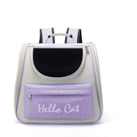 Foldable Capsule Backpack for Small, Medium Cats, Puppies, Dogs, Transparent, Breathable, Heat Resistant Carry Bag for Travel, Hiking, Camping (Purple) (1/5)