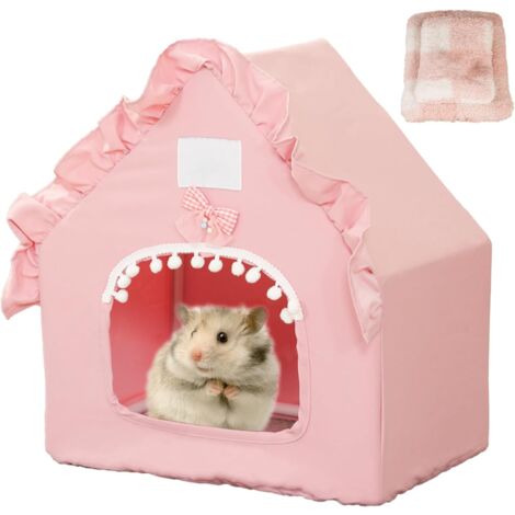 Bunny Tent Guinea Pig House, Machine Washable Guinea Pig Hide Tent Houses & Habitats, Small Animal Bed Hideout Sleeping Bed for Chinchilla Hamster Rat with Cushion（Pink） (1/5)