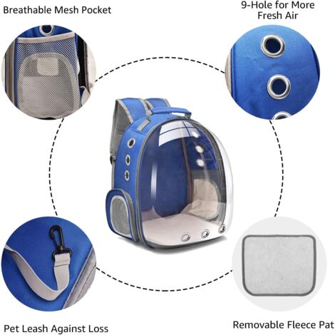 Cat Backpack Carrier Bubble Carrying Bag, Small Dog Backpack Carrier for Small Medium Dogs Cats, Space Capsule Pet Carrier Dog Hiking Backpack, Airline Approved Travel Carrier - Navy Blue