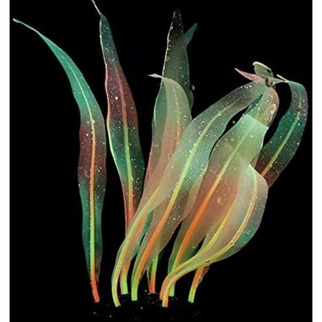 1Pcs Aquarium Decoration Orange Plants Simulation Artificial Water Grass Plastic Fish Tank Decor Plants Silicone Glowing Kelp Ornament Aquarium Accessories,Orange,7.08in