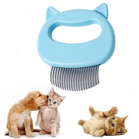 Cat Comb Pet Short Long Hair Removal Massaging Shell Comb Soft Deshedding Brush Grooming And Shedding Matted Fur Remover Massage Dematting Tool For Dog Puppy Rabbit (Blue) (1/5)
