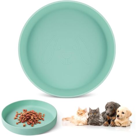 Bol pour Animaux, Universel Gamelle en Silicone pour Chat et Chien Joli Visage de Chien, Durable Bol de Nourriture Plat pour Animaux de Compagnie, Convient aux Aliments Secs et Humides (Vert) (1/5)