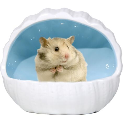 Ceramic Hamster Hideout Guinea Pigs House Guinea Pig Accessories Sand Bathes for Small Pets Hamster Accessories for Cages for Guinea Pigs Chinchillas Gerbils Hedgehogs (Blue) (1/5)