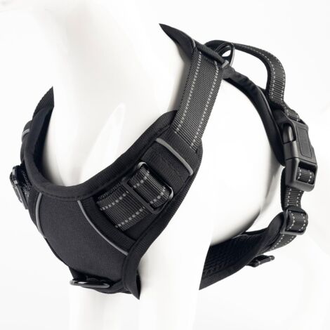 No Pull Dog Harness, Reflective Comfortable Vest Harness with Front & Back Easy Control Handle Adjustable Soft Padded Pet Vest for Small to Large Dogs (Large,Black) (1/5)