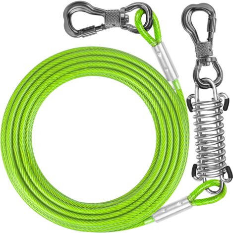 Dog Tie Out Cable 47.2FT, Heavy Duty Runner Cable with Spring and Swivel Hook, Pet Leads for Yard, Dog Chain for Medium Large Dogs Up to 500 LBS (1/5)
