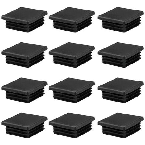 12pcs 50x50mm Black Plastic Square Tube Covers for Metal Pipes Chairs Sofas Tables (1/5)