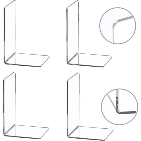 craft 4 Pieces Bookends,Clear Acrylic Bookends for Shelves,Heavy Duty Book Ends and Desktop Organizer,Book Stopper for Books/Movies/CDs,7.3x4.8x4.8 inch (1/5)