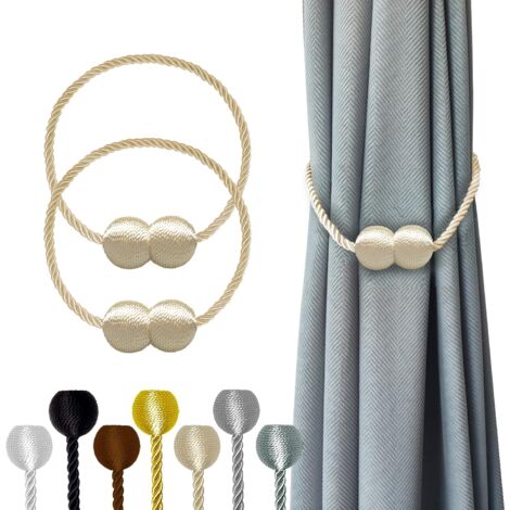 Magnetic Curtain Tiebacks Beige 2pcs, Curtain Tiebacks Buckles Holdbacks Holders Hooks Clip for Home Bedroom Office Decorative Curtain (1/5)
