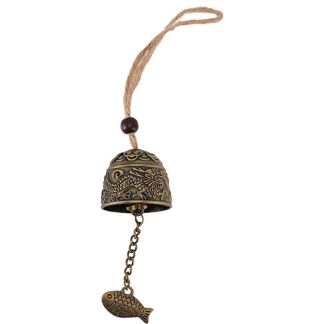 Metal Wind Bell with Rope Vintage Dragon Pattern Hanging Bell for Car Home Garden Yard Decoration (1/5)