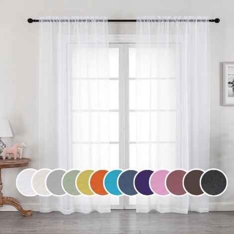 White Sheer Curtains 84 inches Long 2 Panels Set, Sheer White Curtains for Living Room/Bedroom, Rod Pocket Voile Sheer Panel Drapes, 2pcs, Each 42" W x 84" L (1/5)