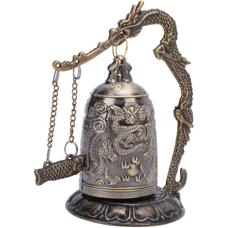 Dragon Lock Bell Antique Bronze Carved Electroplating Alloy Dragon Bell Ornament for Home Decoration (1/5)
