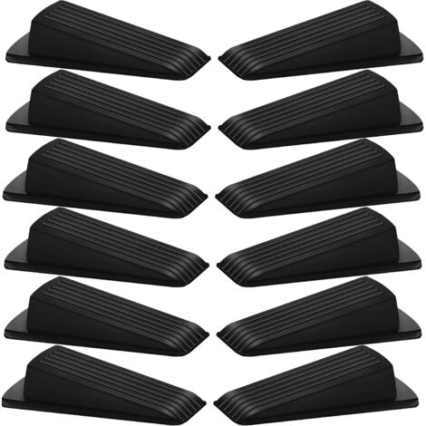 12 Pack Door Stoppers for Bottom of Door Rubber Door Stop Wedge Sturdy Stackable Door Stops for Floor Wall Carpet Heavy Duty Door, Black (1/5)
