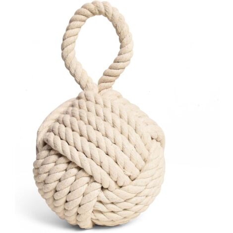 Decorative Door Stop, Weighted Door Stopper for Bottom of Door, Rope Door Stop, Knot Nautical Door Stop, Heavy Doorstop for Bedroom, Living Room Door, Window Wedge, Bookend 6 inch (White) (1/5)