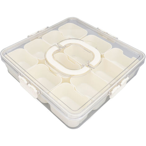 Divided Serving Tray with Transparent Lid Handle 12 Compartments PET ABS Divided Serving Box for Snack Spice Fruit (1/5)