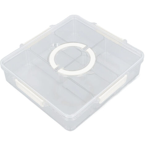 Divided Serving Tray with Handle Clear Lid 5 Grids Sealed Square Snackle Box Charcuterie Container for Candy Spice Transparent (1/5)