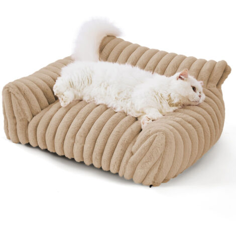 Cat Couch Bed Cute Pet Bed for Small Medium and Large Cats and Dogs Fluffy Sofa Bed for Pets Indoor with Non-Slip Bottom & Washable Cover,off-white(S) (1/5)
