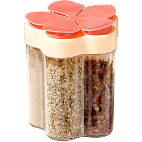 5 In 1 Travel Spice Containers Airtight Travel Seasoning Condiment Containers Portable Camping Seasoning Box for Barbecue Picnic Orange (1/5)
