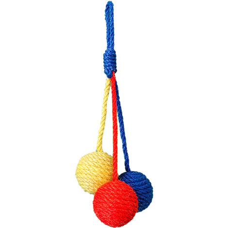 Sisal Ball Hanging Cat Toy with Built in Sound Stone Scratch Resistant Interactive Hanging Cat Ball Toys for Boredom Relief and Exercise Blue Hanging Rope