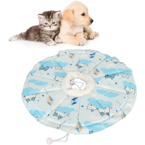 Cat Cone Collar Drawstring Adjustable Prevents Licking and Biting Waterproof Breathable Cat Elizabethan Collar Blue S Neck Collar:12‑25cm/4.7‑9.8in, Depth:10.5cm/4.1in