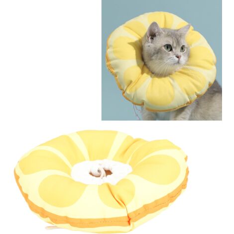 Cat Recovery Collar Adjustable Soft Prevent Licking Biting Kitten Post Surgery Collar for Dog Puppy Orange