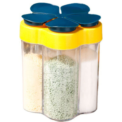 5 In 1 Travel Spice Containers Airtight Travel Seasoning Condiment Containers Portable Camping Seasoning Box for Barbecue Picnic Blue (1/5)