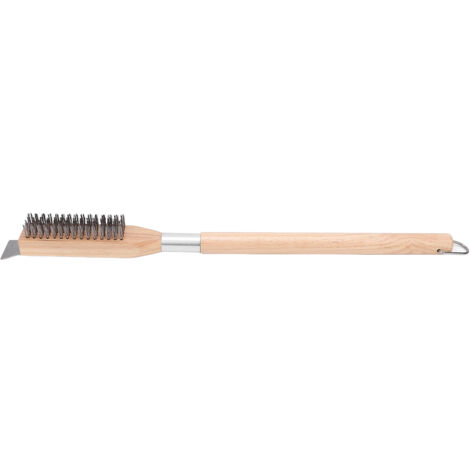 Pizza Oven Brush with Stainless Steel Scraper Steel Bristles Wood Handle Pizza Oven Cleaning Brush for Restaurant (1/5)