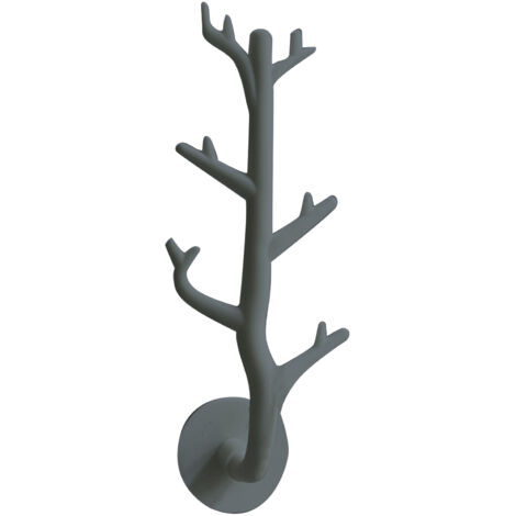 Tree Branch Wall Storage Hook Thickened PP High Load Bearing Wall Mounted Simulation Tree Branch Hanger for Jewelry Bags Gray (1/5)